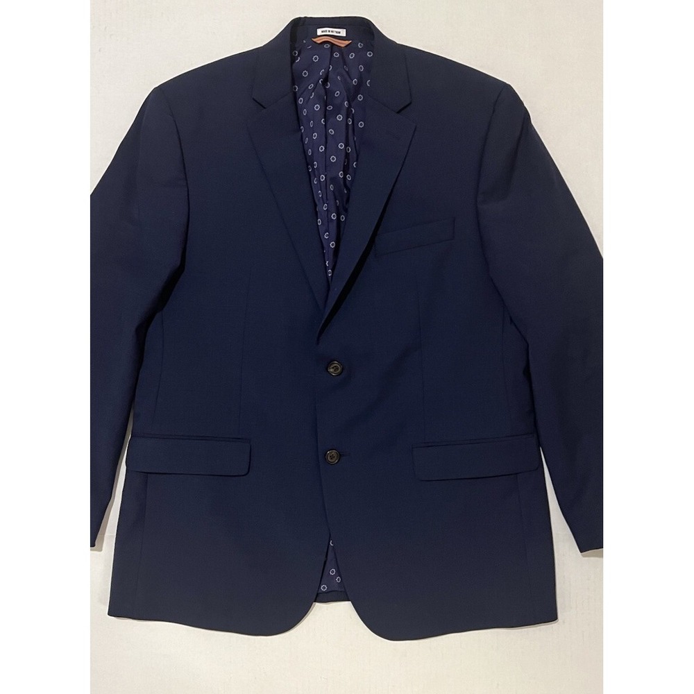 Crown & Ivy Sport Suit Men 44R Blue Wool Blend 2-Button Blazer Jacket RN 31104